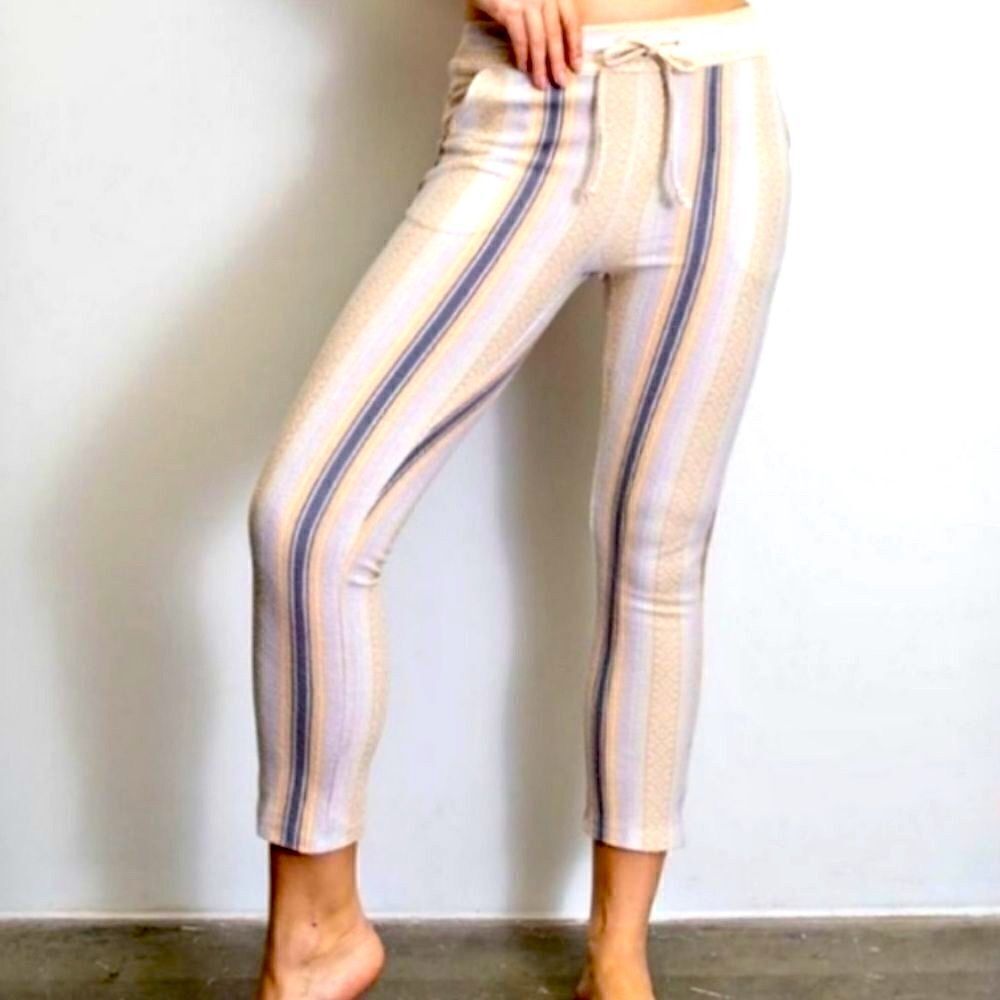 Easel pants Montella Terry skinny white butter yellow gray stripes, M.